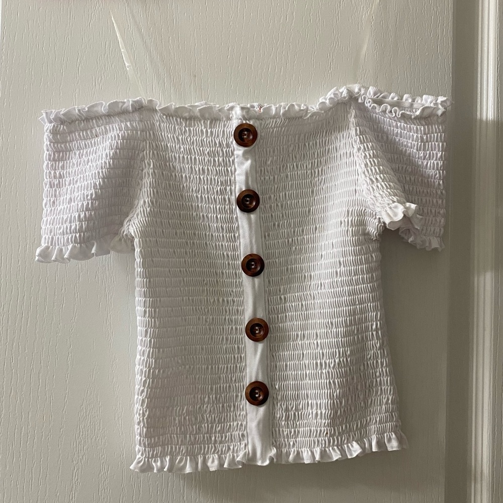 white off the shoulder crop top
